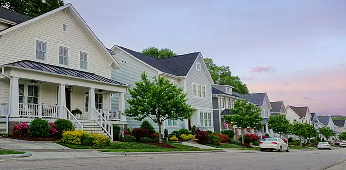 Residential Building Permit, photo of houses on a street in the suburbs