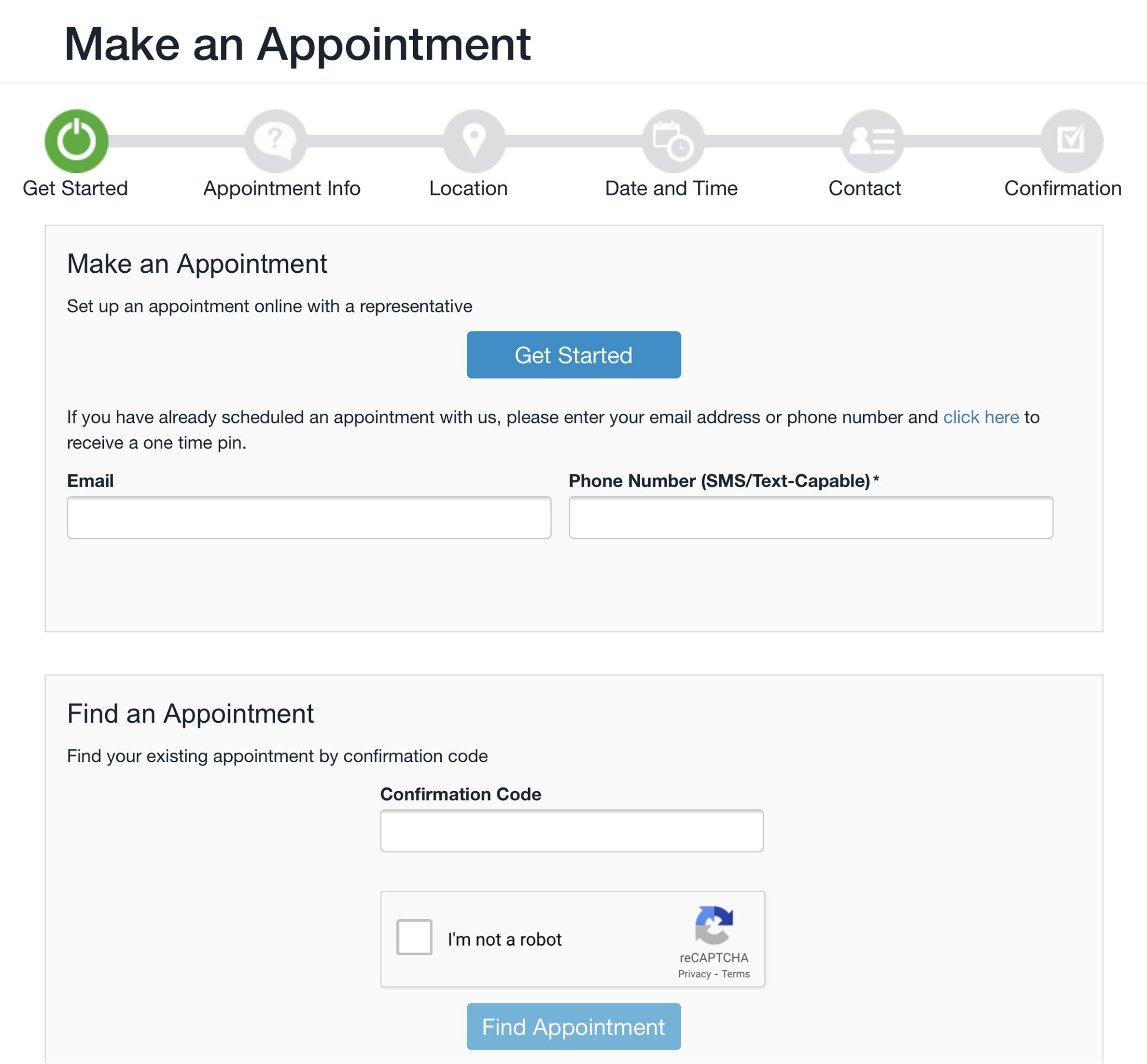 Make an Appointment Screen, schedule an appointment for your virtual plan review session