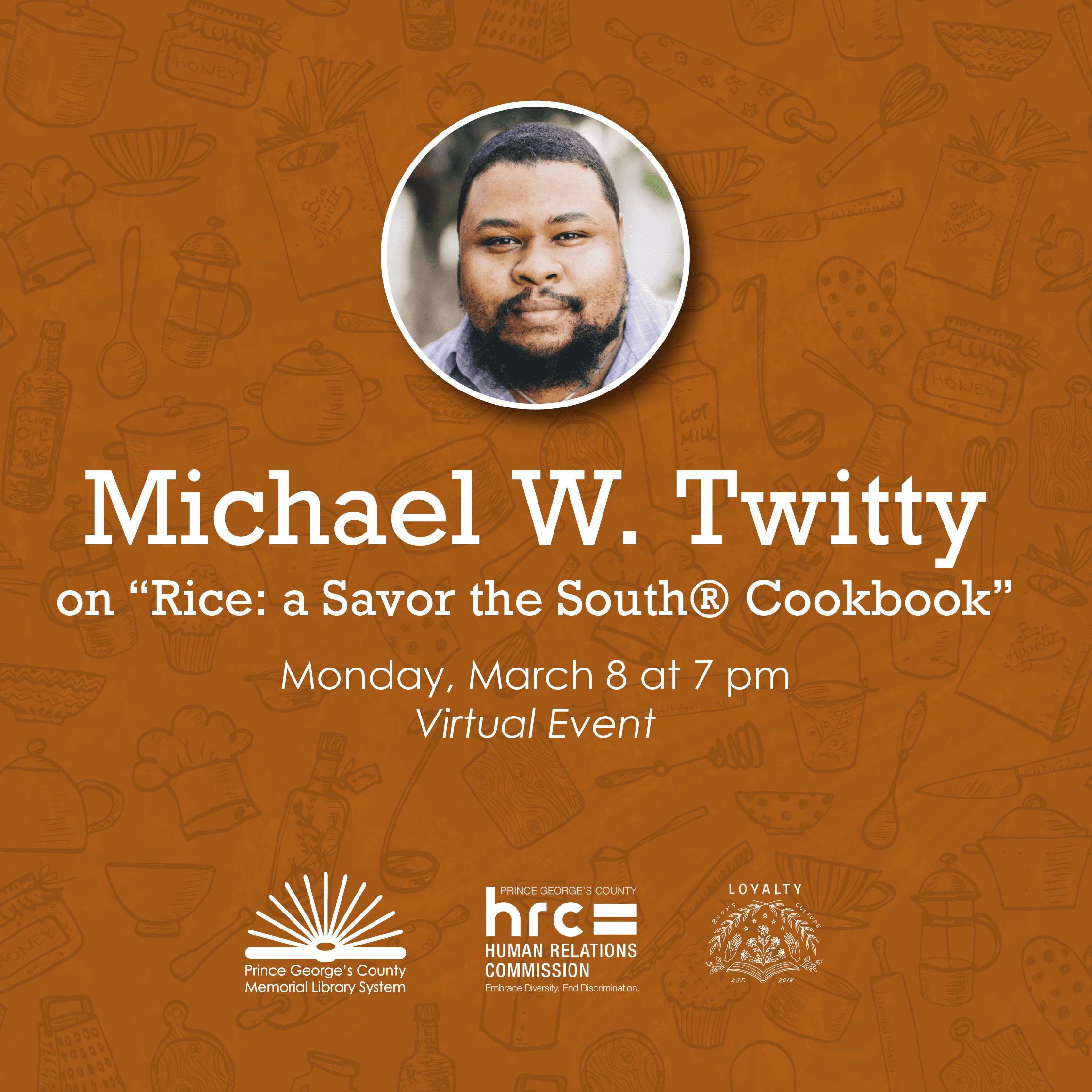 Flyer for Michael Twitty about cookbook RICE