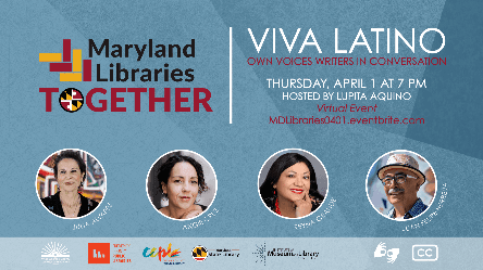 MD Libraries Together Flyer for April 1 Own Voices Latinx Event
