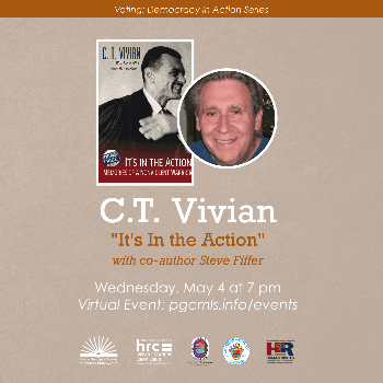 Flyer for May 4 - CT Vivian - Voting: Democracy in Action event