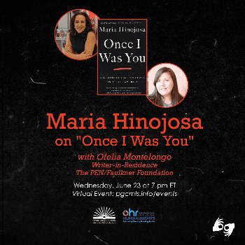 Flyer for June 23 Maria Hinojosa event
