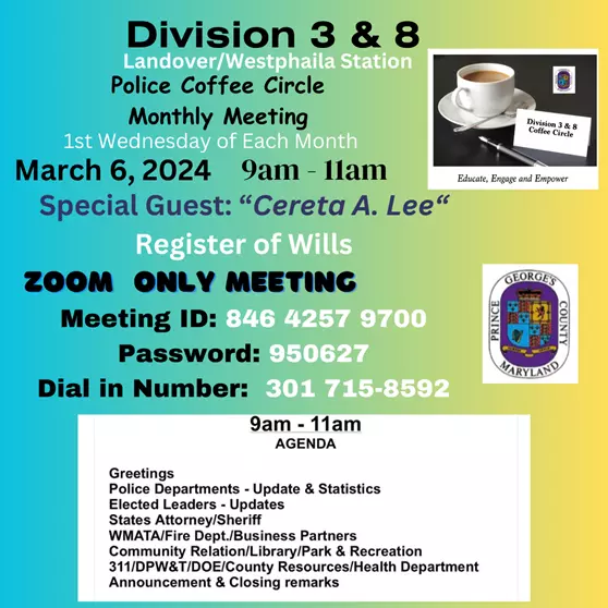 Division 3 and Division 8 Monthly Police Coffee Circle Meeting