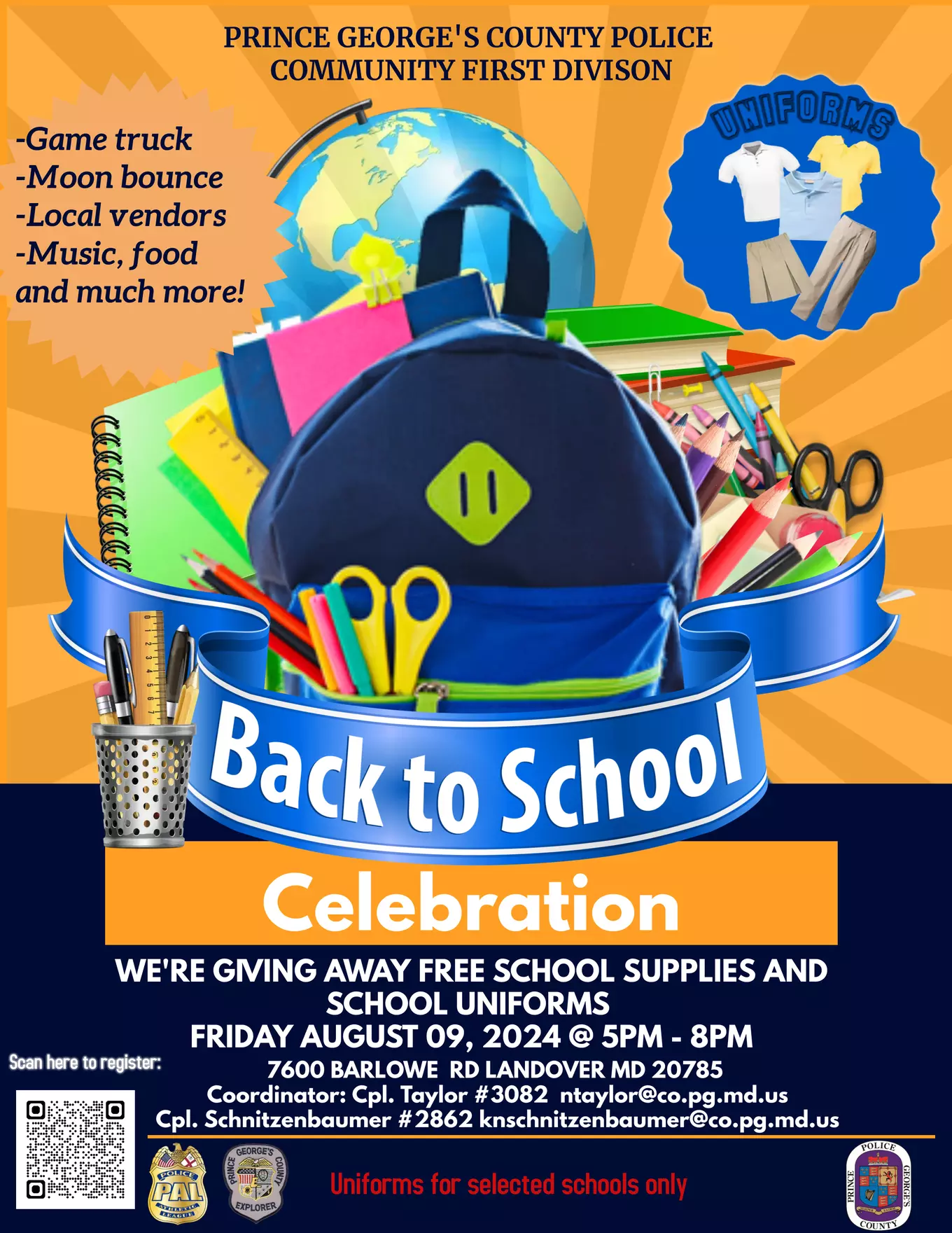 PGC Police Athletic League Back to School Celebration