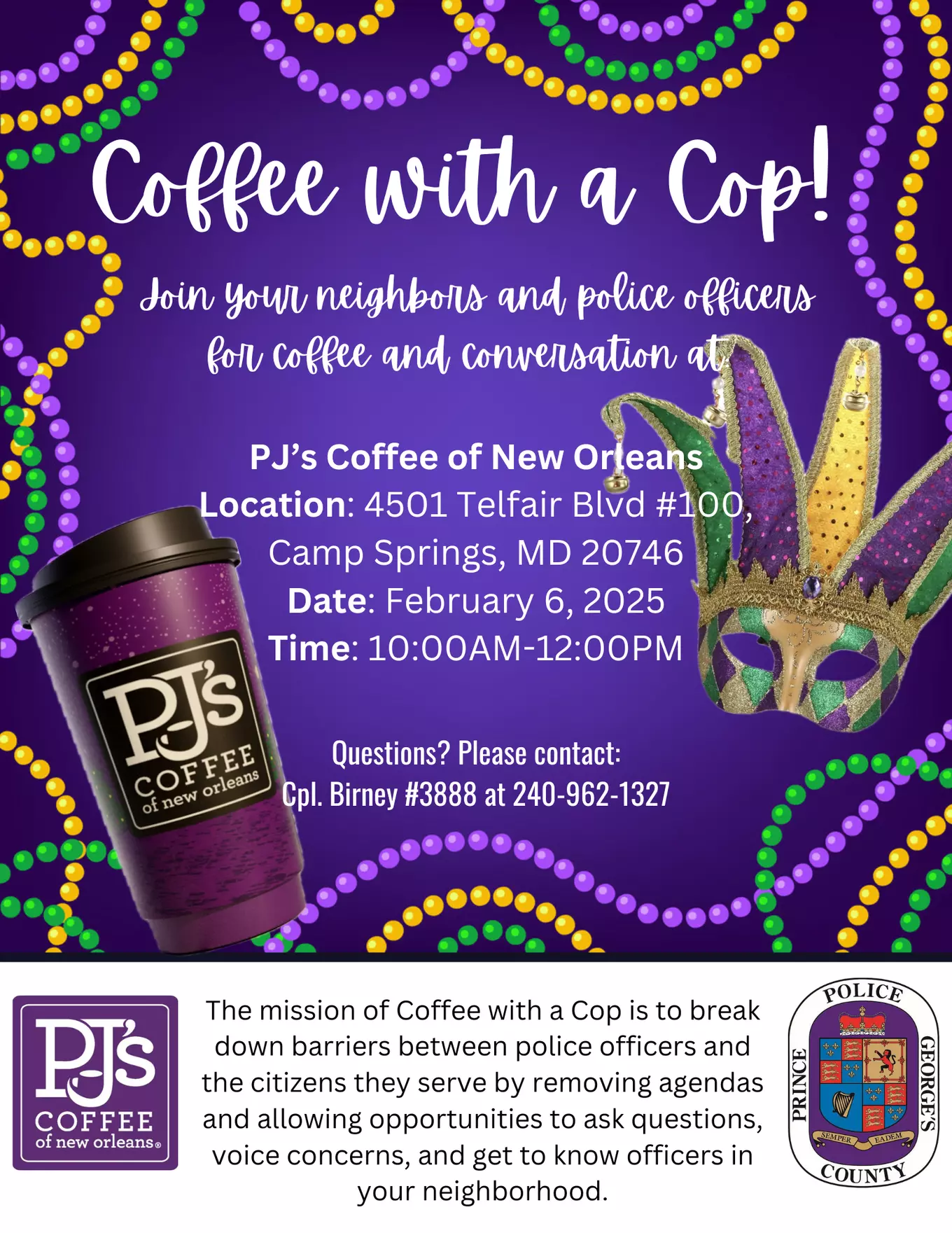 Oxon Hill Coffee With A Cop FEB 2025