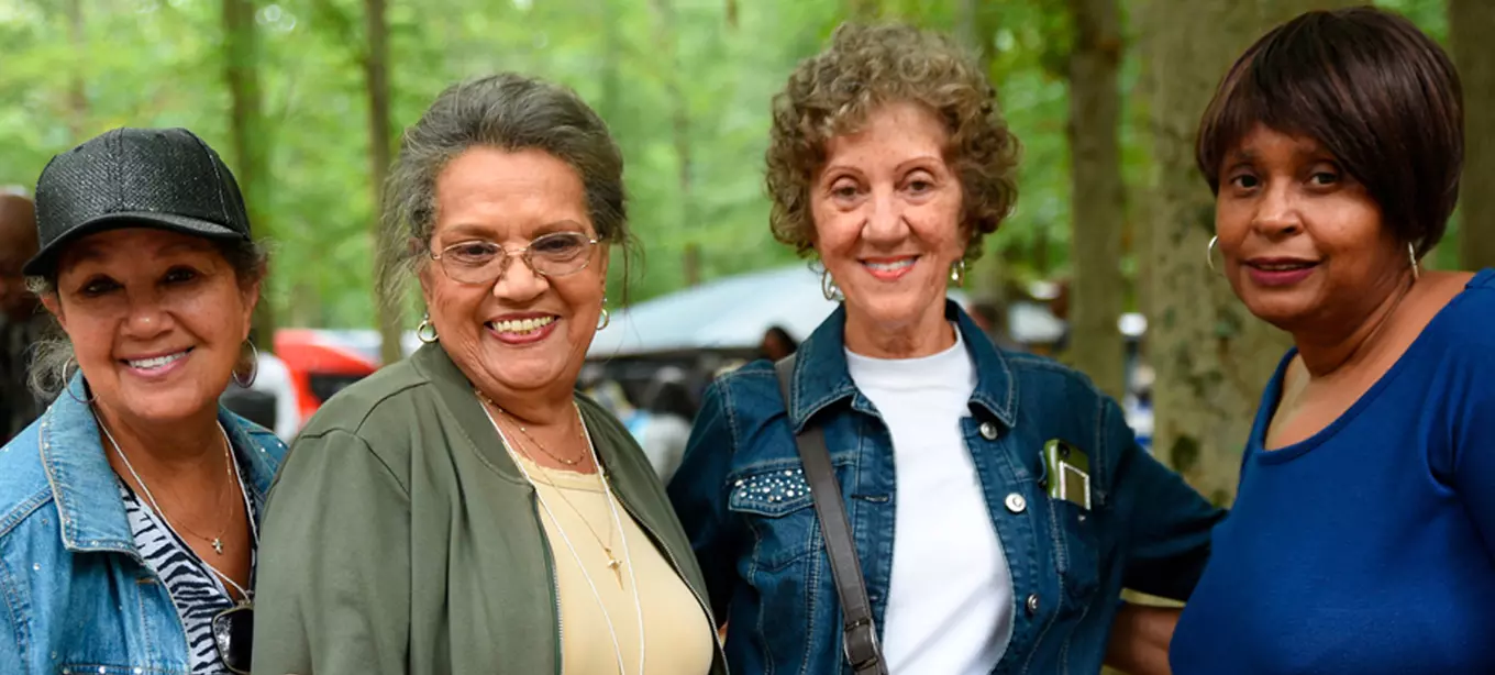 Older adult senior women at senior picnic