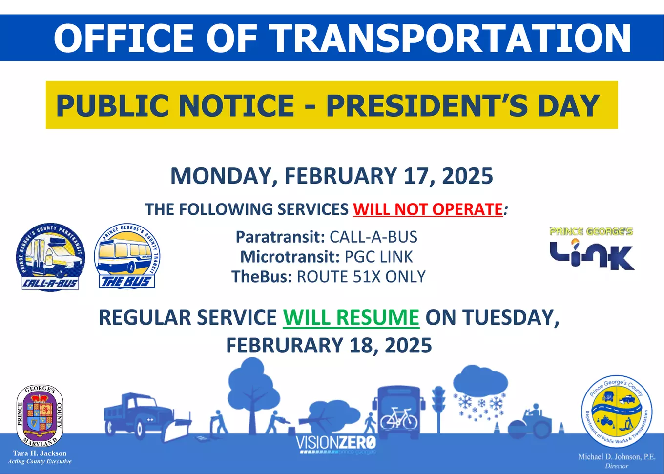 President's Day Public Notice