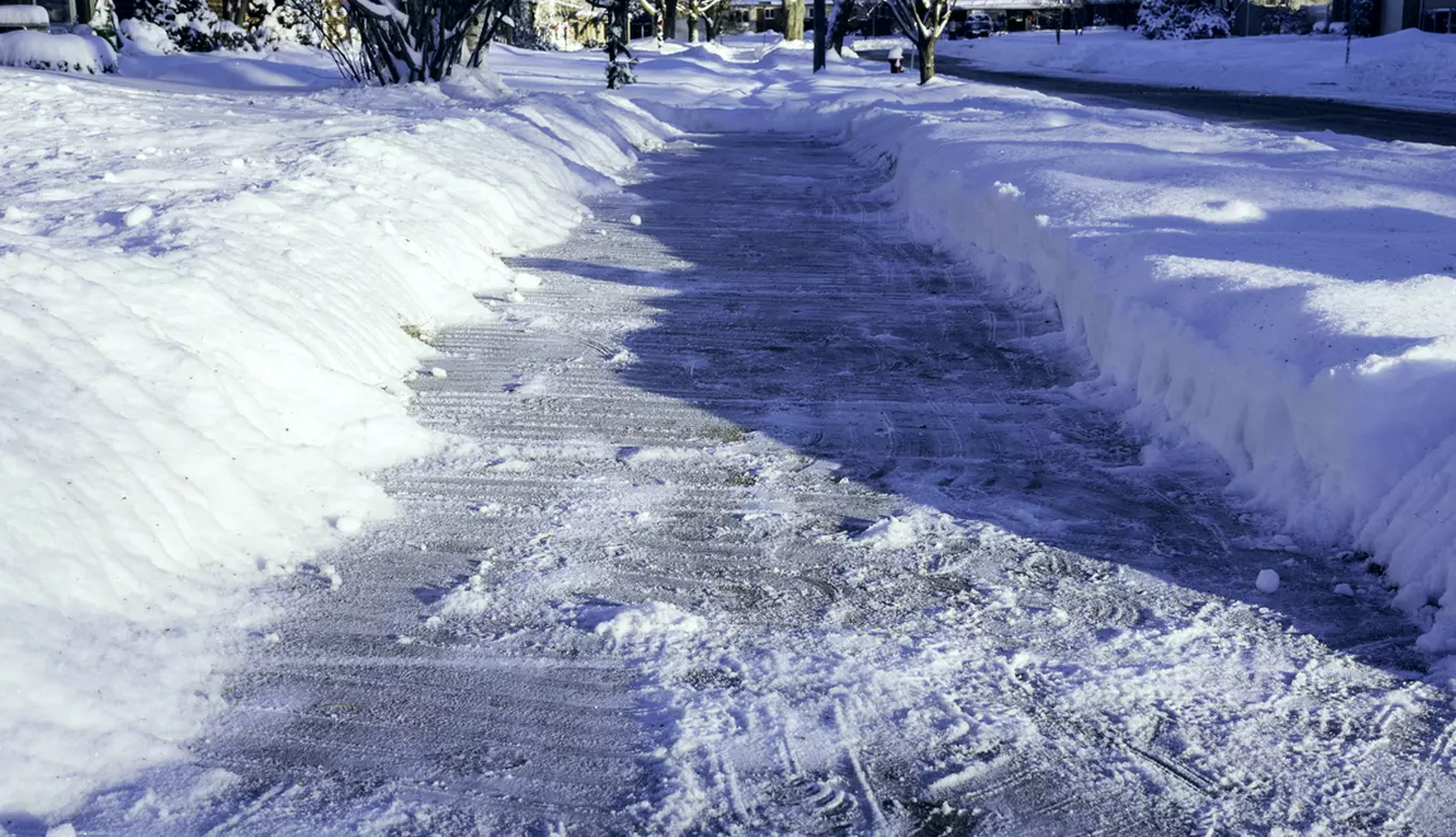 Shoveled Sidewalk in neighborhood