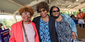 Smiling seniors at County picnic